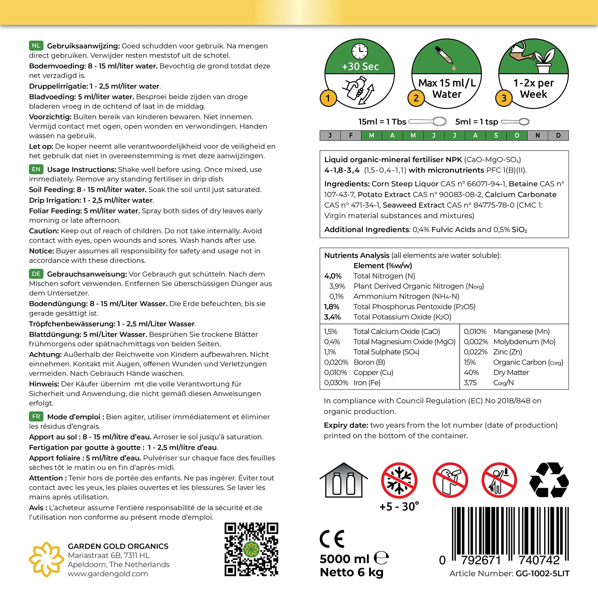 GARDEN GOLD - Product Label - Garden Formula
